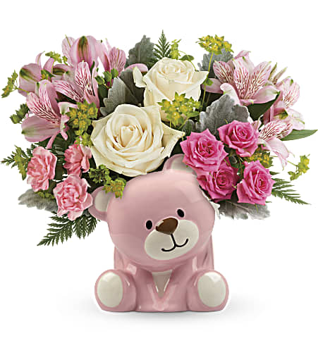Precious Pink Bear Bouquet from Rees Flowers & Gifts in Gahanna, OH